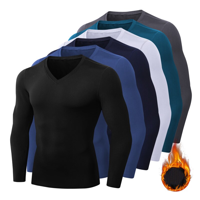 Camisa masculina com decote em V base layer sport