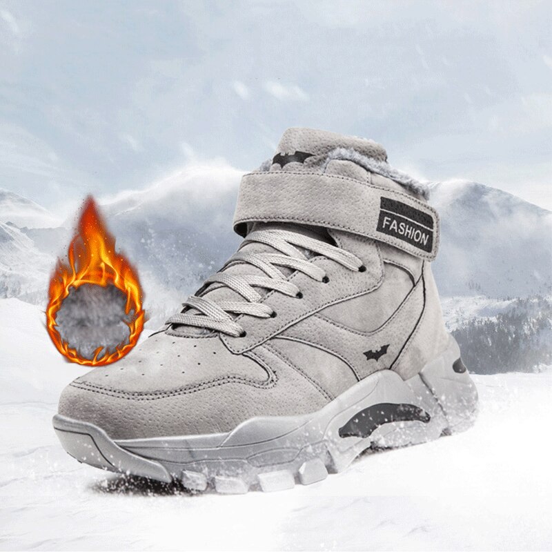 Botas de tornozelo de couro masculino, algodão de velcro de alta qualidade - Imagem 2