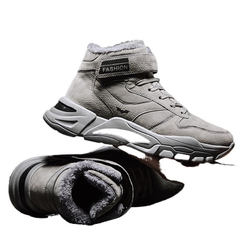 Botas de tornozelo de couro masculino, algodão de velcro de alta qualidade - Imagem 4