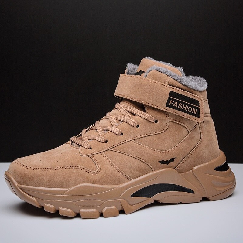 Botas de tornozelo de couro masculino, algodão de velcro de alta qualidade - Imagem 5