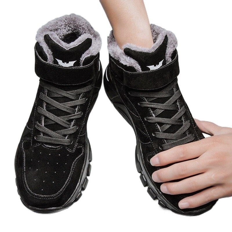 Botas de tornozelo de couro masculino, algodão de velcro de alta qualidade - Imagem 6