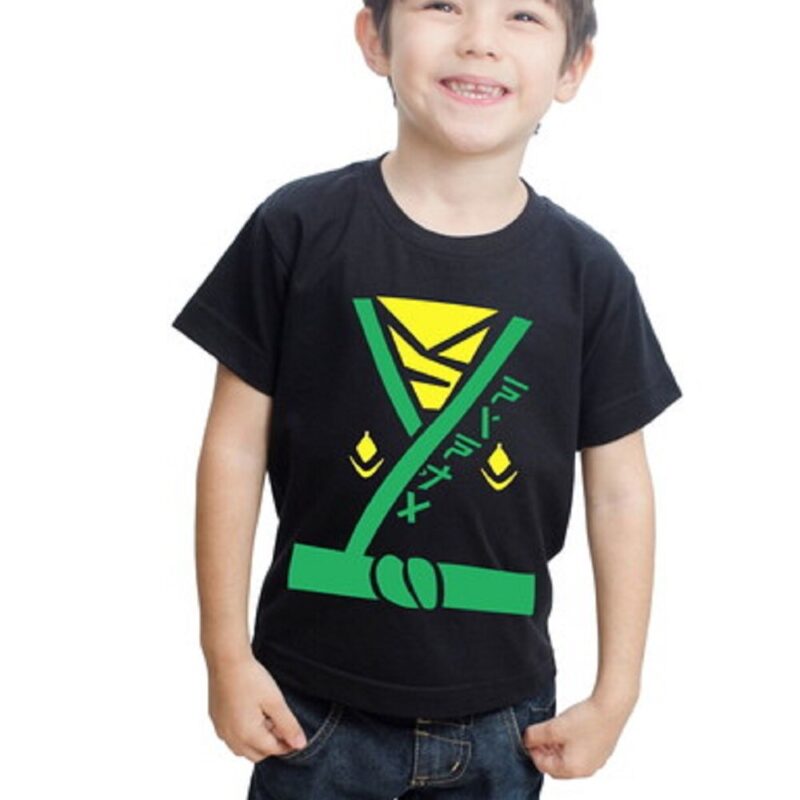 Camiseta Infantil Masculina Ninja Verde Estampada Algodão