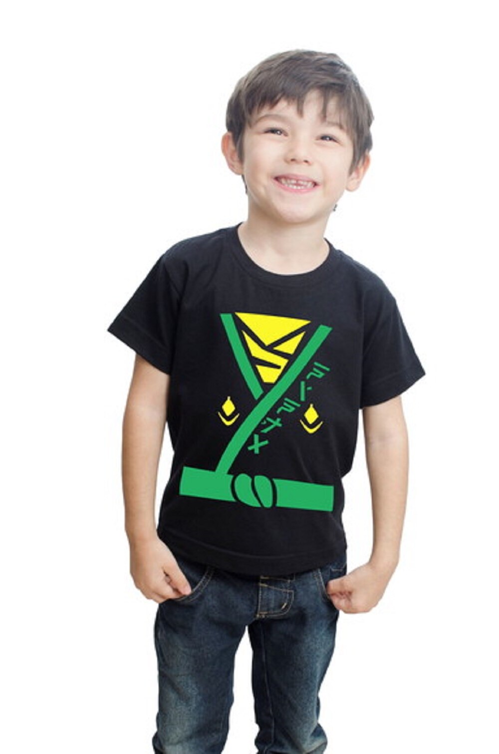 Camiseta Infantil Masculina Ninja Verde Estampada Algodão