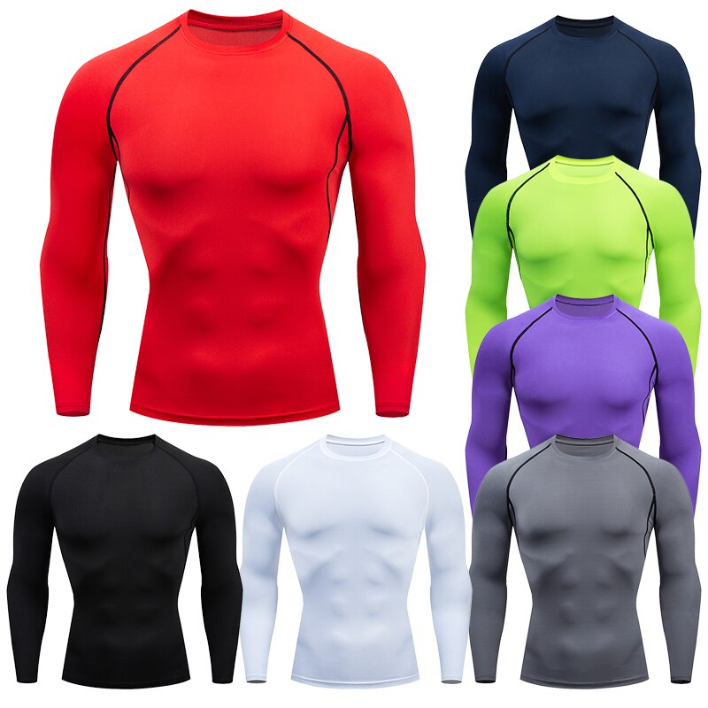 Camisa compressão fitness longa esporte tshirt treinamento jogging - Imagem 2