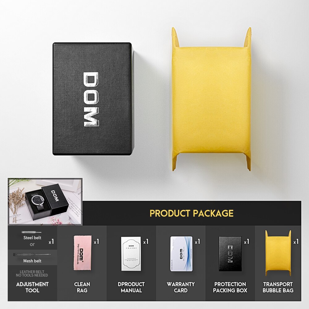 Dom relógio masculino de luxo, relógio à prova d'água 30m quartzo esportivo - Imagem 6