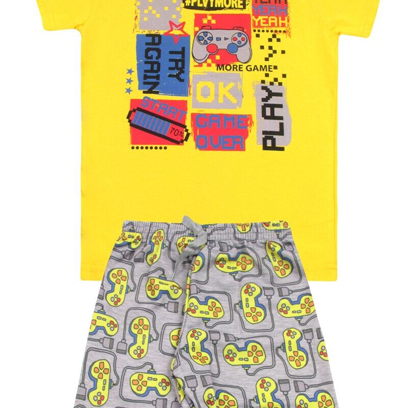 Kit 2 Conjuntos Conjunto Masculino Infantil Verão Camiseta Bermuda Estampada
