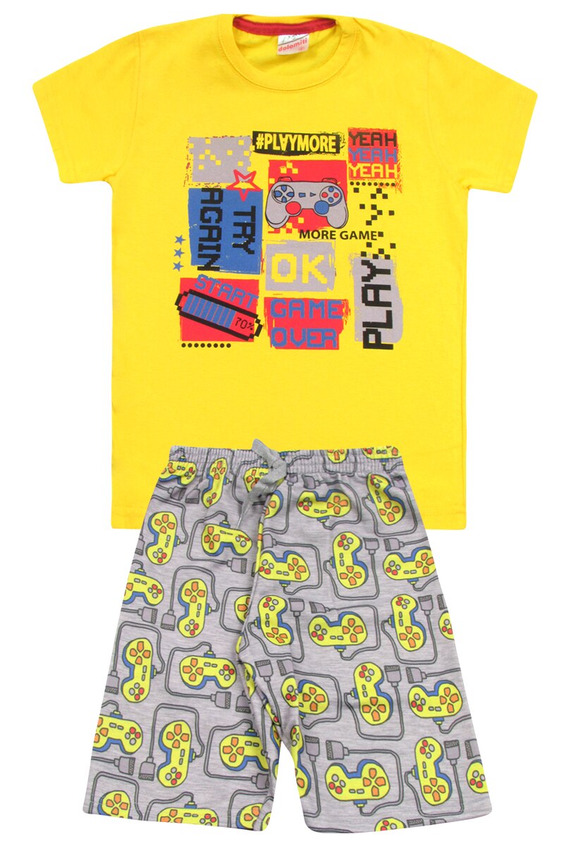 Kit 2 Conjuntos Conjunto Masculino Infantil Verão Camiseta Bermuda Estampada